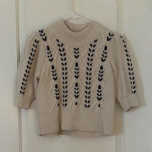 Rails Beige Crop Sweater with Black Accents (Evereve)